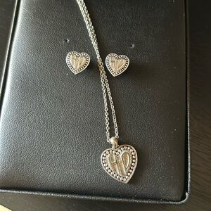 Harley davidson matching heart necklace and earring set
